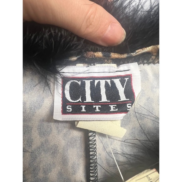 Vintage Velvet Leopard Print Feather Trim Maxi Dress Vintage 90s Large Party - Picture 4 of 11